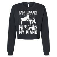 Funny Piano Art Music Keyboard Piano Lovers Cropped Pullover Crew