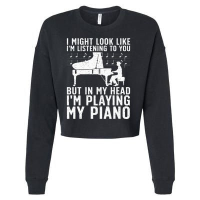 Funny Piano Art Music Keyboard Piano Lovers Cropped Pullover Crew