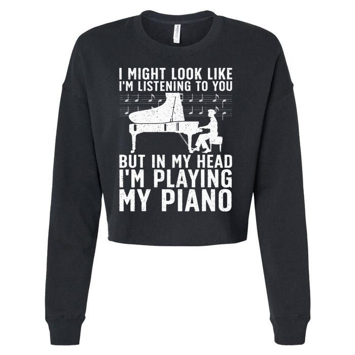 Funny Piano Art Music Keyboard Piano Lovers Cropped Pullover Crew