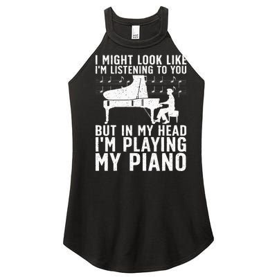 Funny Piano Art Music Keyboard Piano Lovers Women's Perfect Tri Rocker Tank