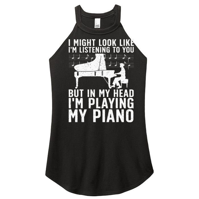 Funny Piano Art Music Keyboard Piano Lovers Women's Perfect Tri Rocker Tank