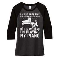 Funny Piano Art Music Keyboard Piano Lovers Women's Tri-Blend 3/4-Sleeve Raglan Shirt