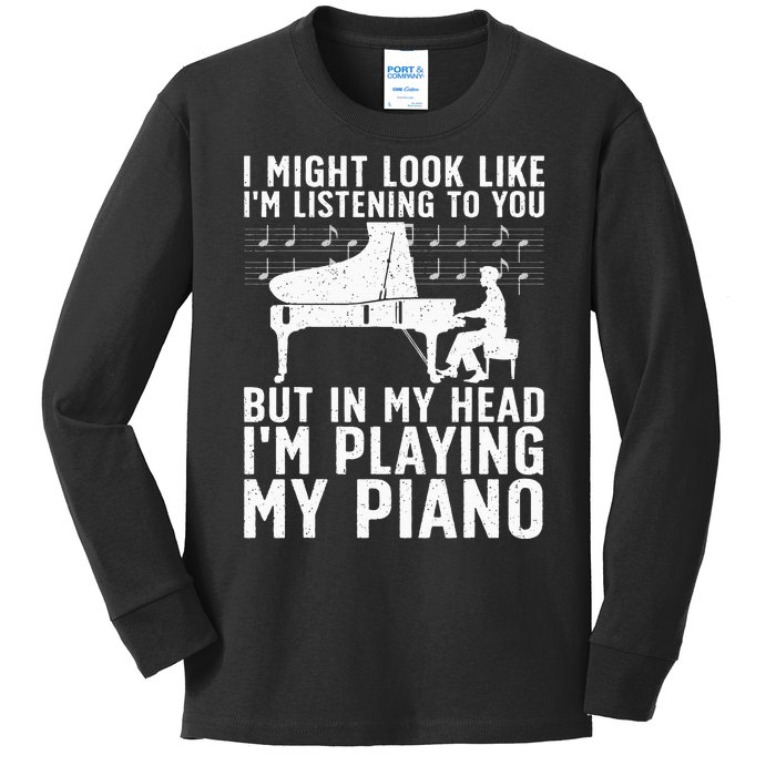 Funny Piano Art Music Keyboard Piano Lovers Kids Long Sleeve Shirt