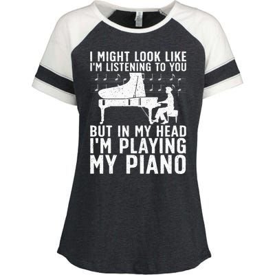 Funny Piano Art Music Keyboard Piano Lovers Enza Ladies Jersey Colorblock Tee