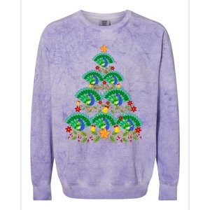 Funny Peacock Bird Lover Xmas Peacock Christmas Tree Colorblast Crewneck Sweatshirt