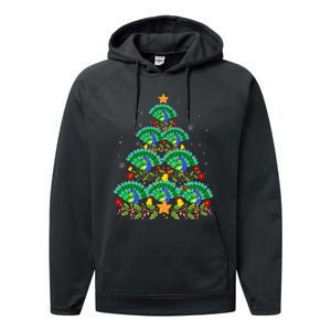 Funny Peacock Bird Lover Xmas Peacock Christmas Tree Performance Fleece Hoodie