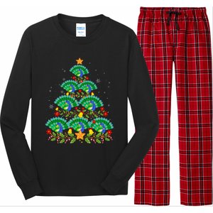 Funny Peacock Bird Lover Xmas Peacock Christmas Tree Long Sleeve Pajama Set