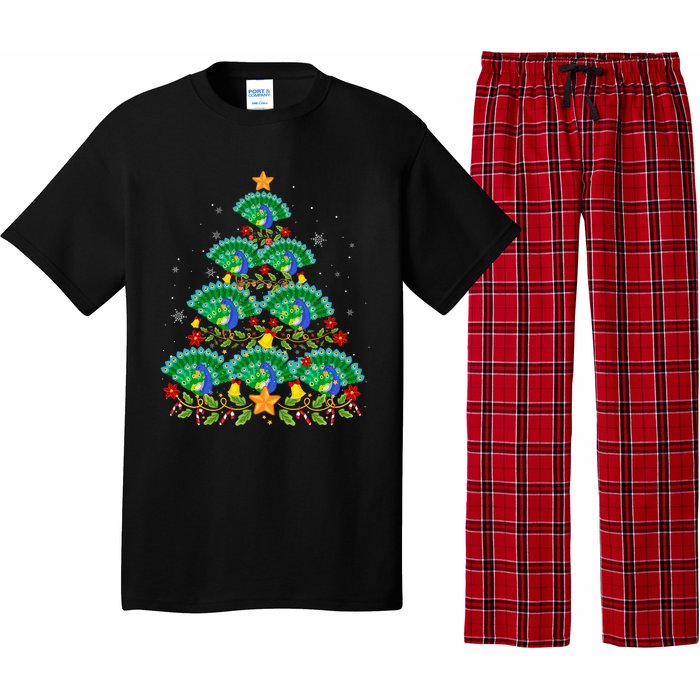 Funny Peacock Bird Lover Xmas Peacock Christmas Tree Pajama Set