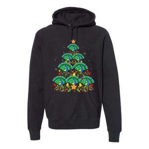 Funny Peacock Bird Lover Xmas Peacock Christmas Tree Premium Hoodie