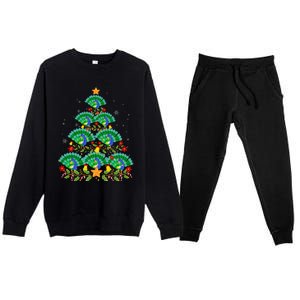 Funny Peacock Bird Lover Xmas Peacock Christmas Tree Premium Crewneck Sweatsuit Set