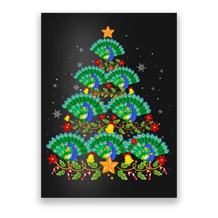 Funny Peacock Bird Lover Xmas Peacock Christmas Tree Poster