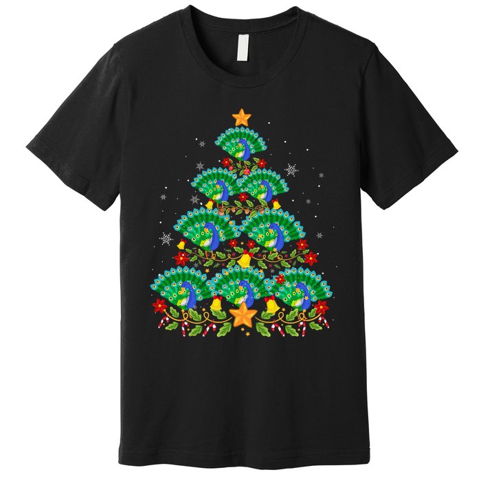 Funny Peacock Bird Lover Xmas Peacock Christmas Tree Premium T-Shirt