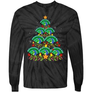 Funny Peacock Bird Lover Xmas Peacock Christmas Tree Tie-Dye Long Sleeve Shirt