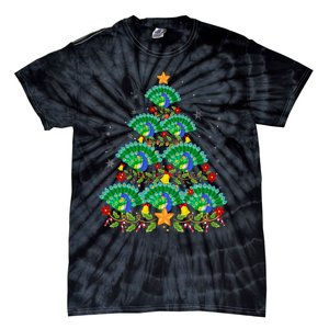 Funny Peacock Bird Lover Xmas Peacock Christmas Tree Tie-Dye T-Shirt