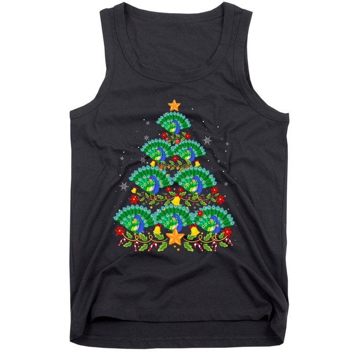 Funny Peacock Bird Lover Xmas Peacock Christmas Tree Tank Top