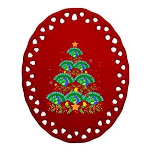 Funny Peacock Bird Lover Xmas Peacock Christmas Tree Ceramic Oval Ornament