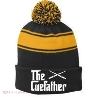 Funny Pool Billiards Player The Cue Father Gift Stripe Pom Pom Beanie