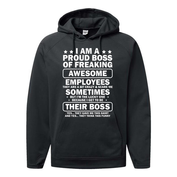 Funny Proud Boss Employee Appreciation Office Funny Boss Performance Fleece Hoodie