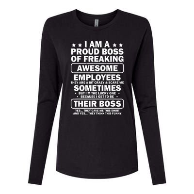 Funny Proud Boss Employee Appreciation Office Funny Boss Womens Cotton Relaxed Long Sleeve T-Shirt