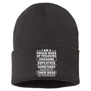 Funny Proud Boss Employee Appreciation Office Funny Boss Sustainable Knit Beanie