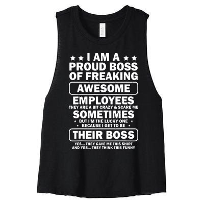 Funny Proud Boss Employee Appreciation Office Funny Boss Women's Racerback Cropped Tank