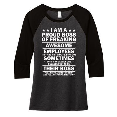 Funny Proud Boss Employee Appreciation Office Funny Boss Women's Tri-Blend 3/4-Sleeve Raglan Shirt