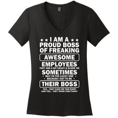 Funny Proud Boss Employee Appreciation Office Funny Boss Women's V-Neck T-Shirt