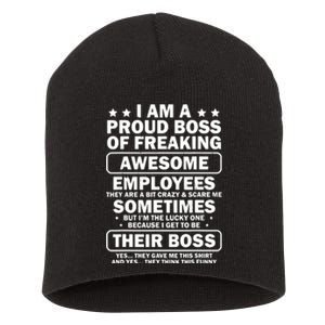 Funny Proud Boss Employee Appreciation Office Funny Boss Short Acrylic Beanie