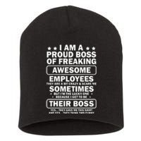 Funny Proud Boss Employee Appreciation Office Funny Boss Short Acrylic Beanie