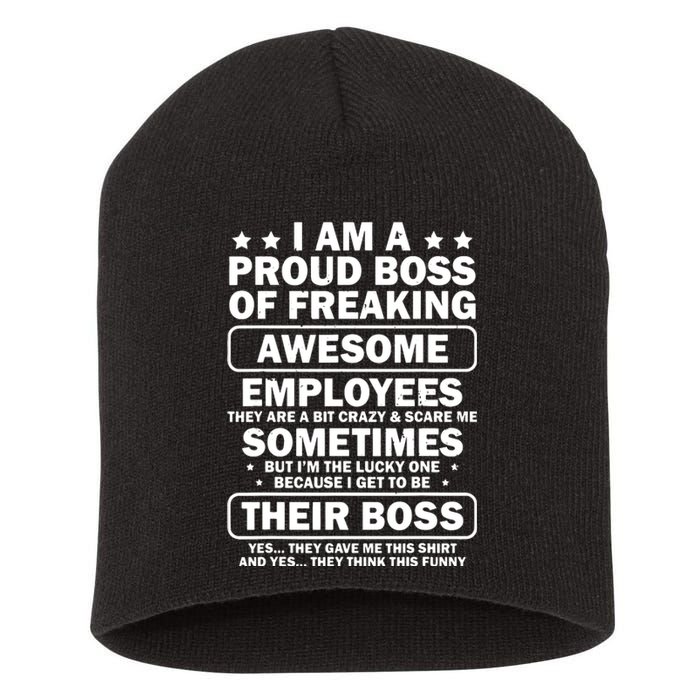 Funny Proud Boss Employee Appreciation Office Funny Boss Short Acrylic Beanie