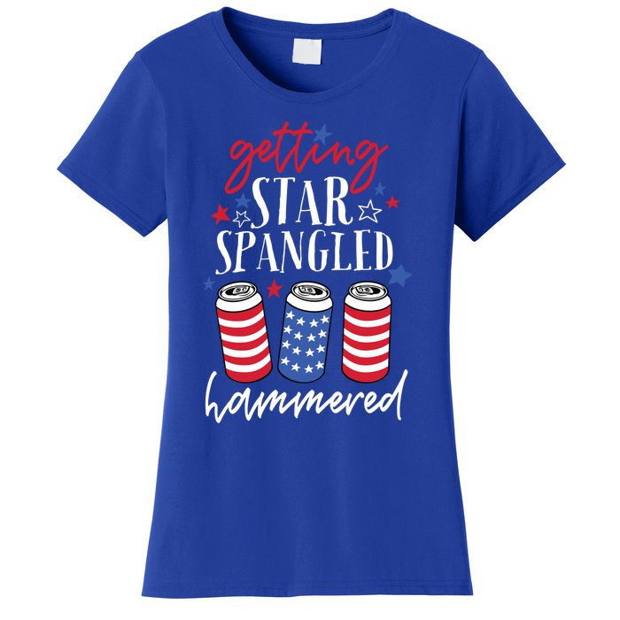 Funny Patriotic Beer Flag Getting Star Spangled Hammered Gift Women's T-Shirt