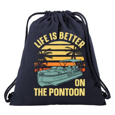 Funny Pontoon Boat Art For Boating Pontoon Captain Drawstring Bag