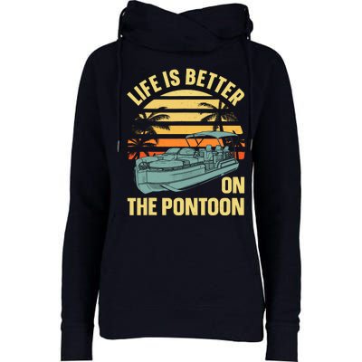 Funny Pontoon Boat Art For Boating Pontoon Captain Womens Funnel Neck Pullover Hood