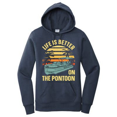 Funny Pontoon Boat Art For Boating Pontoon Captain Women's Pullover Hoodie