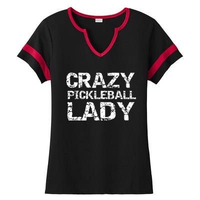 Funny Pickle Ball Quote Fun Crazy Pickleball Lady Gift Ladies Halftime Notch Neck Tee