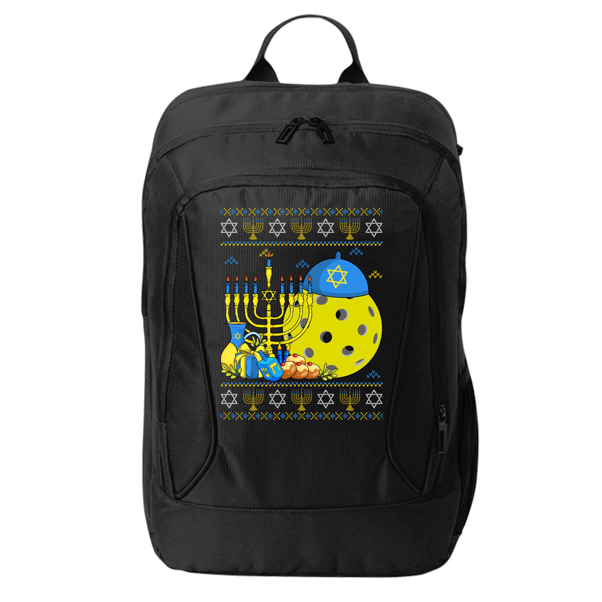 Funny Pickleball Ball Orah Dreidel Ugly Hanukkah Sweater Funny Gift City Backpack
