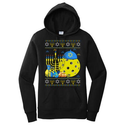 Funny Pickleball Ball Orah Dreidel Ugly Hanukkah Sweater Funny Gift Women's Pullover Hoodie