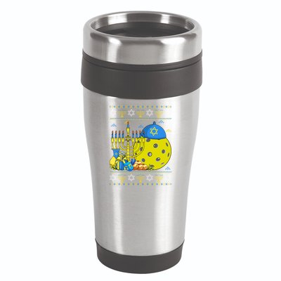 Funny Pickleball Ball Orah Dreidel Ugly Hanukkah Sweater Funny Gift 16oz Travel Tumbler