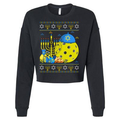 Funny Pickleball Ball Orah Dreidel Ugly Hanukkah Sweater Funny Gift Cropped Pullover Crew