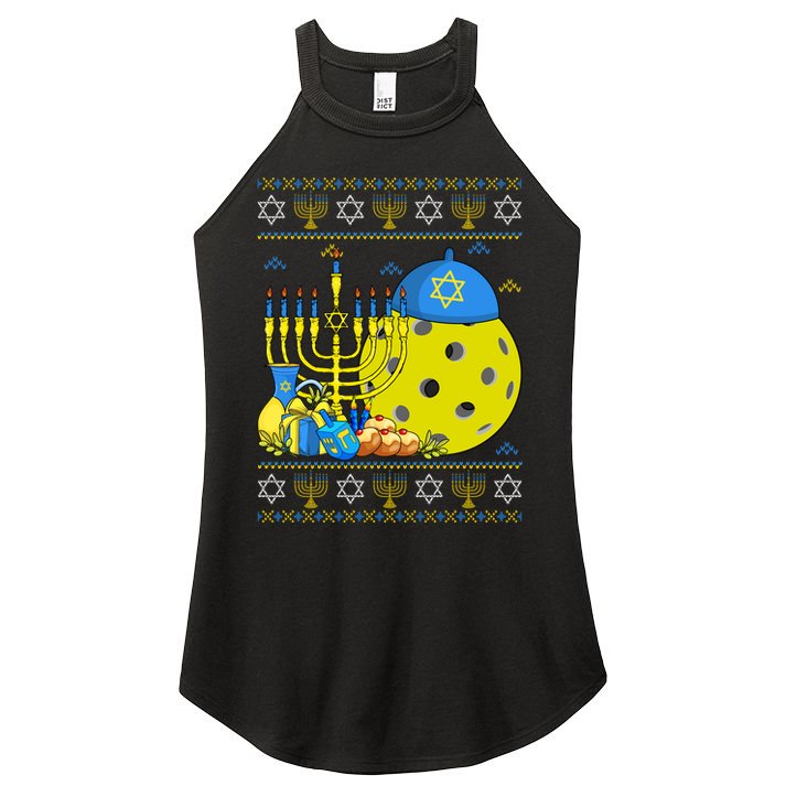 Funny Pickleball Ball Orah Dreidel Ugly Hanukkah Sweater Funny Gift Women's Perfect Tri Rocker Tank