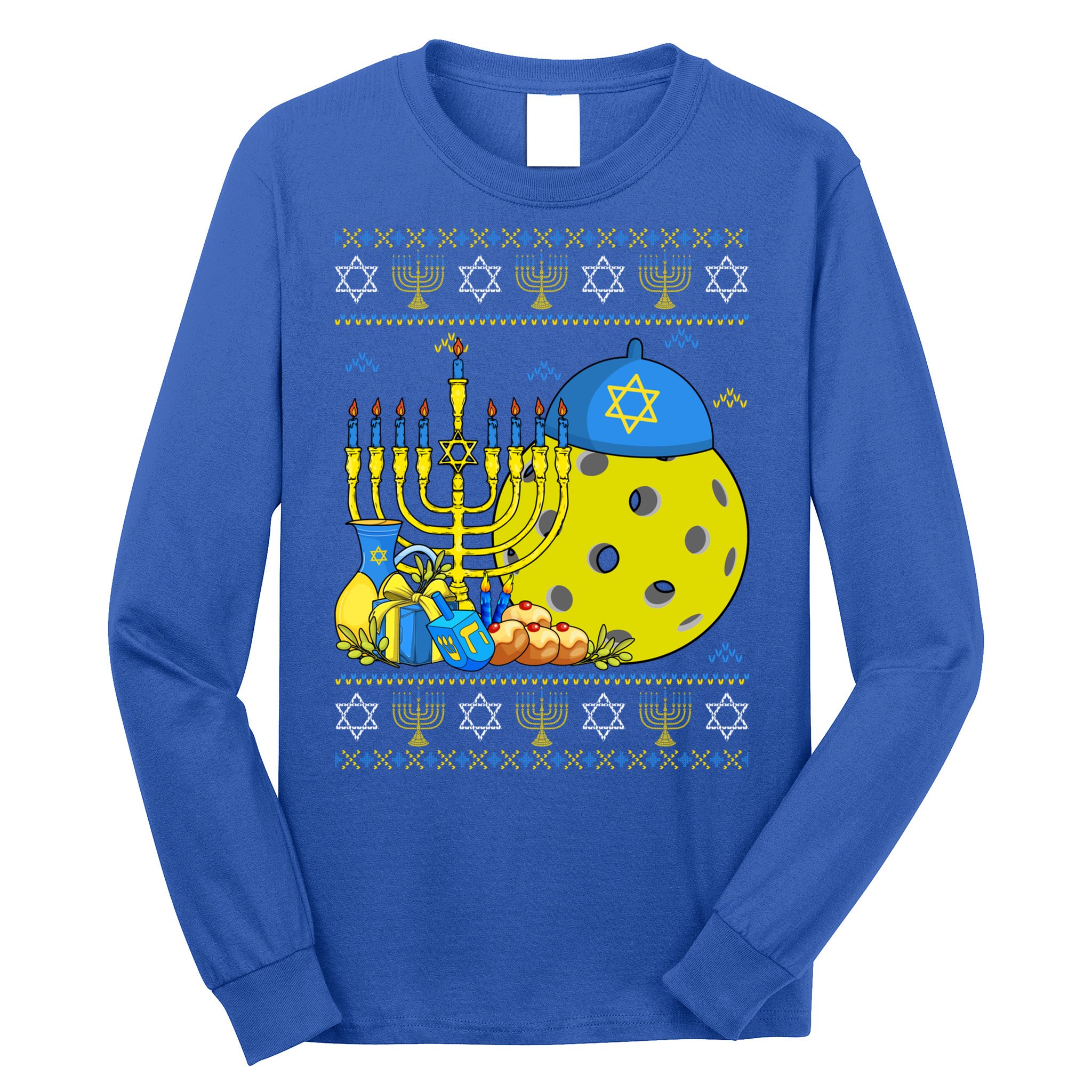 Funny Pickleball Ball Orah Dreidel Ugly Hanukkah Sweater Funny Gift Long Sleeve Shirt