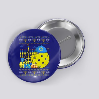 Funny Pickleball Ball Orah Dreidel Ugly Hanukkah Sweater Funny Gift Button