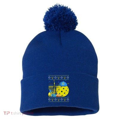 Funny Pickleball Ball Orah Dreidel Ugly Hanukkah Sweater Funny Gift Pom Pom 12in Knit Beanie