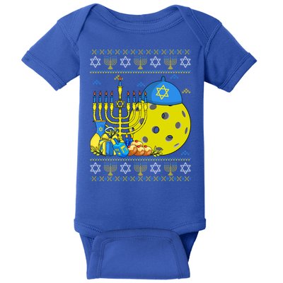 Funny Pickleball Ball Orah Dreidel Ugly Hanukkah Sweater Funny Gift Baby Bodysuit