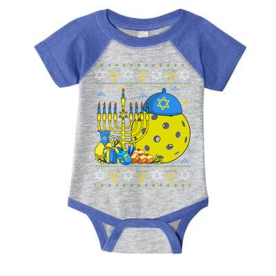 Funny Pickleball Ball Orah Dreidel Ugly Hanukkah Sweater Funny Gift Infant Baby Jersey Bodysuit