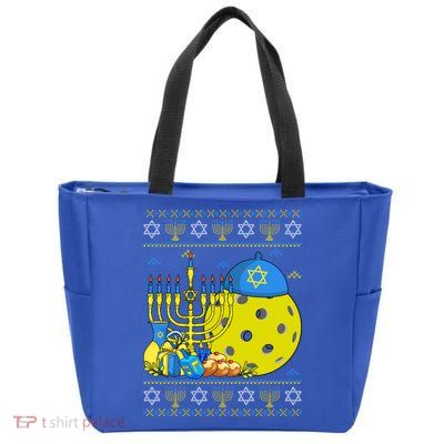 Funny Pickleball Ball Orah Dreidel Ugly Hanukkah Sweater Funny Gift Zip Tote Bag