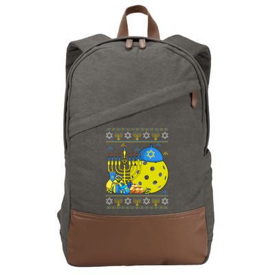 Funny Pickleball Ball Orah Dreidel Ugly Hanukkah Sweater Funny Gift Cotton Canvas Backpack
