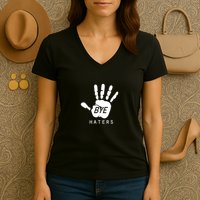 Funny Pictures Bye Haters With Hands Women's V-Neck T-Shirt
