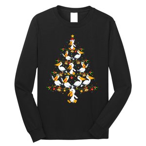 Funny Pelican Birds Lover Xmas Gift Pelican Christmas Tree Long Sleeve Shirt