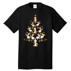 Funny Pelican Birds Lover Xmas Gift Pelican Christmas Tree Tall T-Shirt